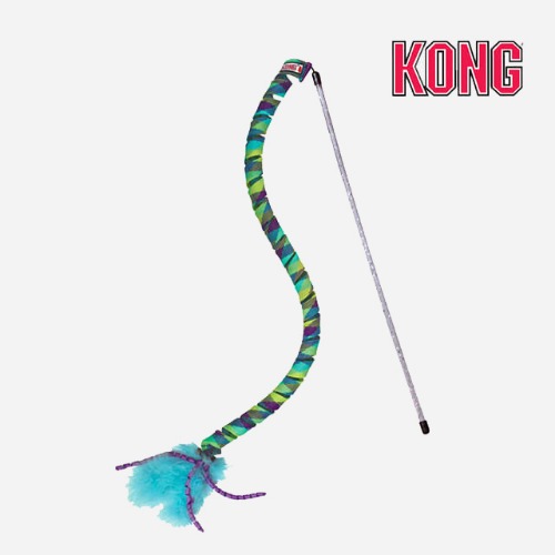 콩 KONG 커즈 티저 고양이 낚시대 깃털 리본 놀이 장난감