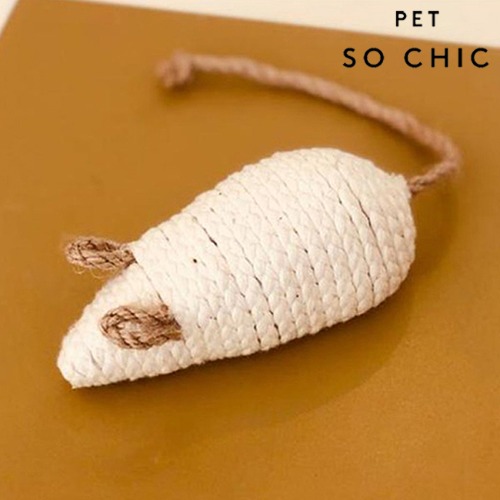 펫소시크 고양이 캣 장난감 베이지 마우스 쥐모양 토이 천연섬유 인형 놀이