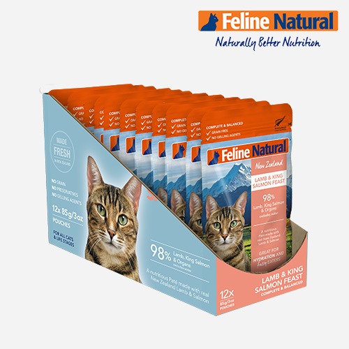K9 Feline 케이나인 고양이 간식 습식사료 파우치 램&amp;살몬 12개입 (1box)